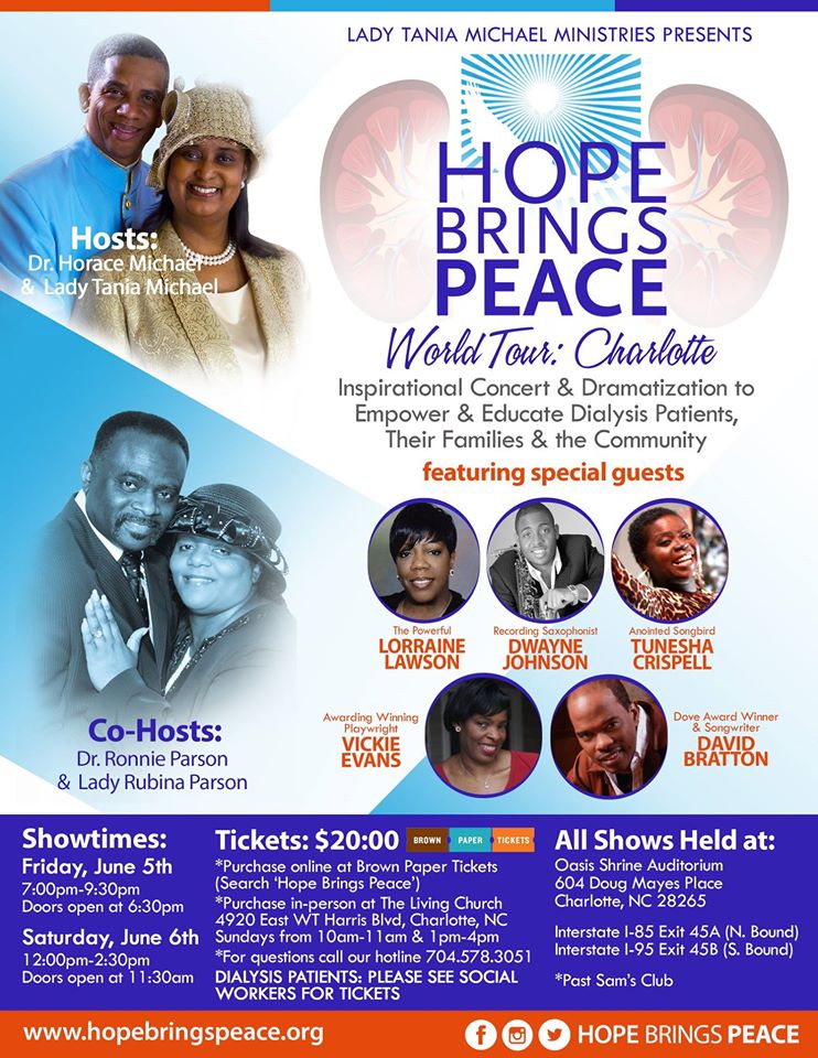 Hope Brings Peace World Tour : Charlotte - Friday @ Oasis Shrine Auditorium | Charlotte | North Carolina | United States