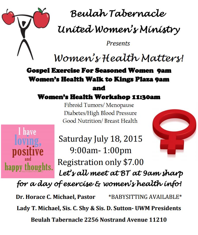 BT United Women's Ministry - Health Matters @ Beulah Tabernacle | New York | United States