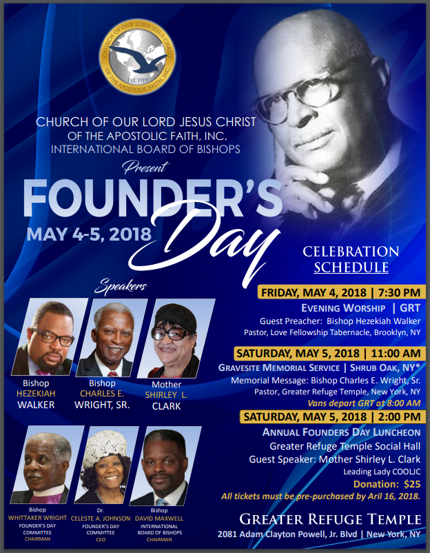 COOLJC - 98th Annual Founder's Day - 2018 @ Greater Refuge Temple | New York | New York | United States