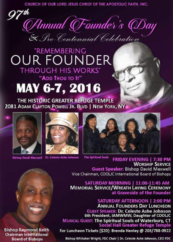 COOLJC - 97th Annual Founder's Day - 2016 @ Greater Refuge Temple | New York | New York | United States
