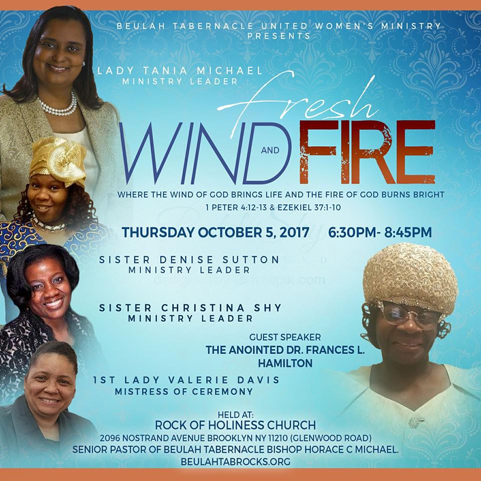 BT United Women's Ministry : Fresh Wind and Fire Service October 2017 @ Rock of Holiness Church | New York | United States