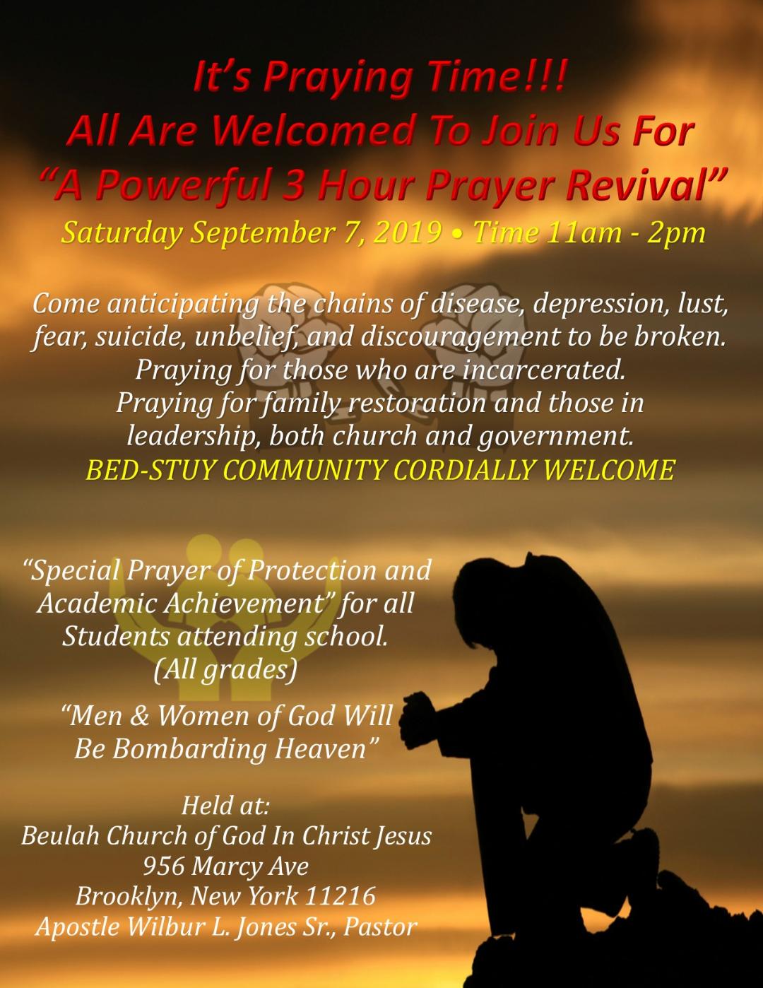 Prayer Revival 2019 & Back To School Giveaway at Beulah Marcy Avenue @ Beulah Church of God in Christ Jesus