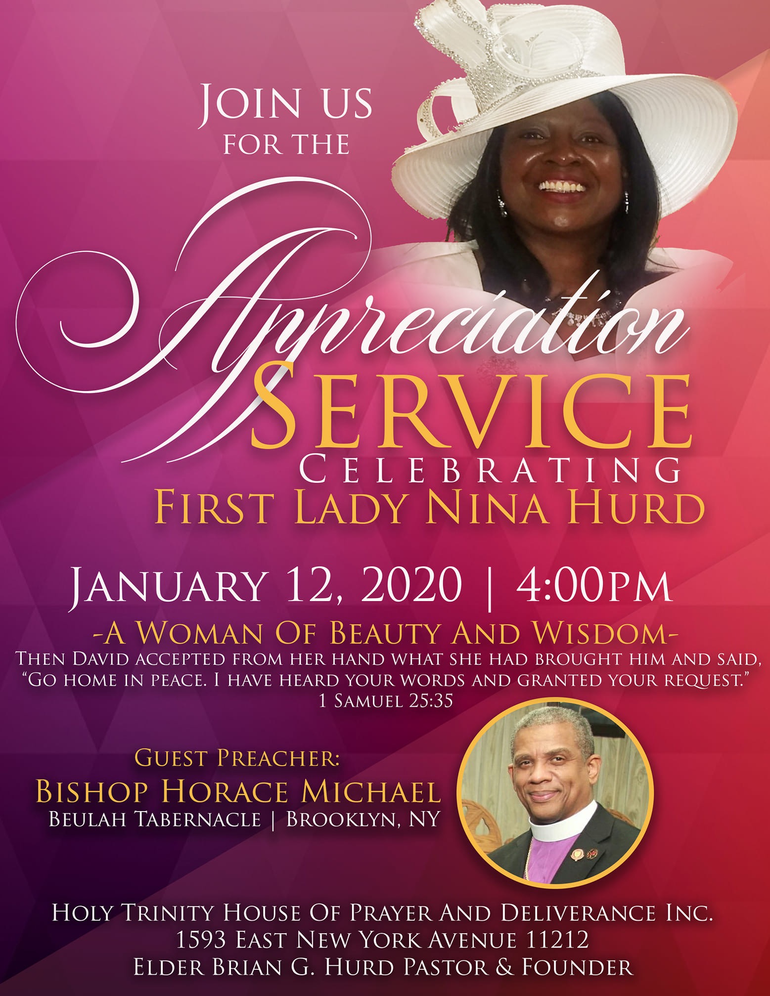 Appreciation Service Celebrating Lady Nina Hurd @ Holy Trinity House of Prayer and Deliverance
