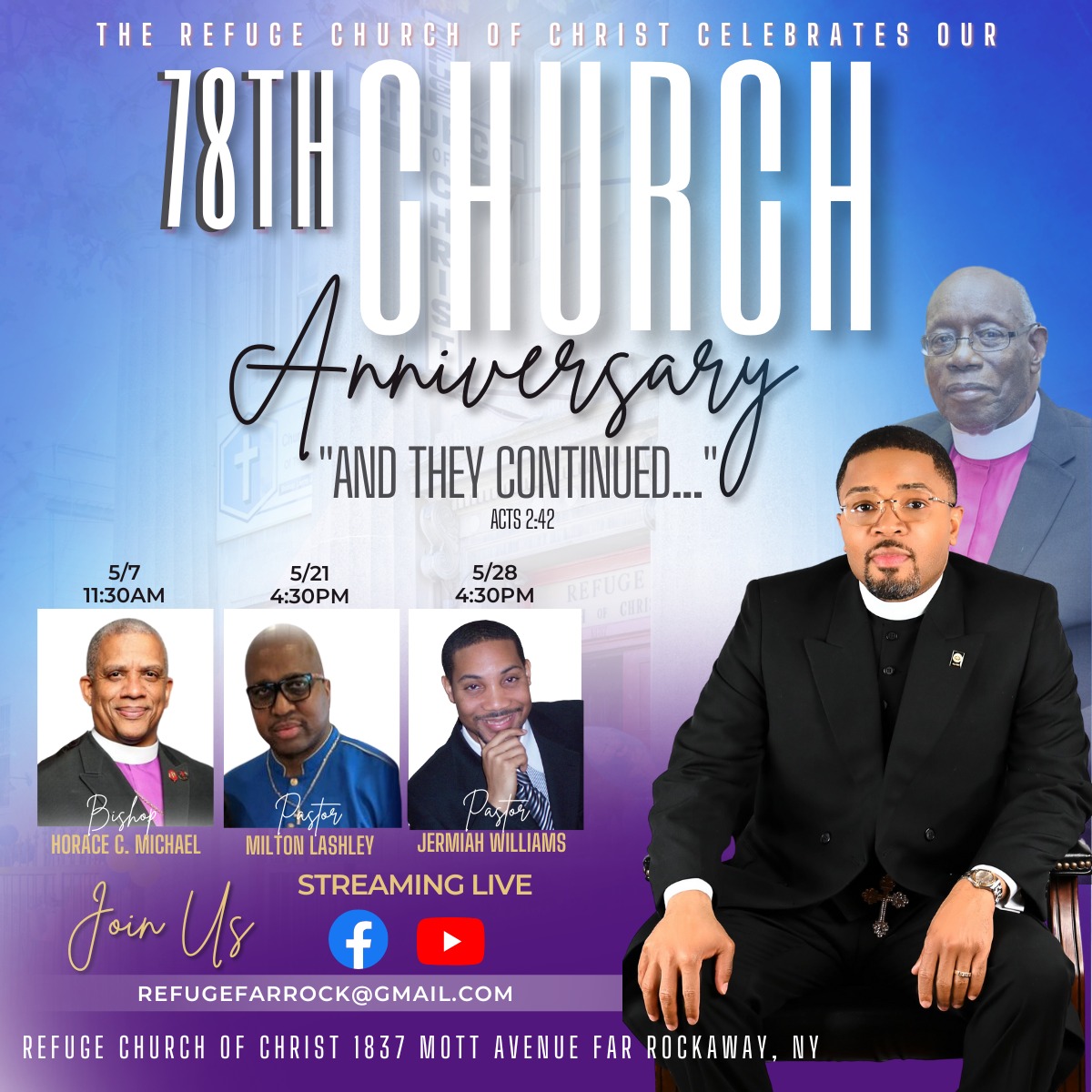 BT To Refuge Far Rockaway - 78th Church Anniversary & Holy Communion @ Refuge Church of Christ, Far Rockaway